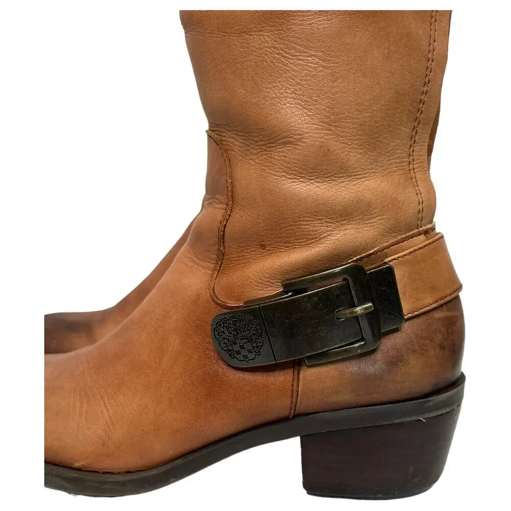 Vince Camuto Boots Womens 6 Bedina 2 Leather Tall Western Boho Buckle Brown